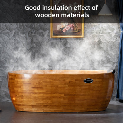 WOODBRIDGE 67" Freestanding Handcrafted Natural Wood Soaking Bathtub
