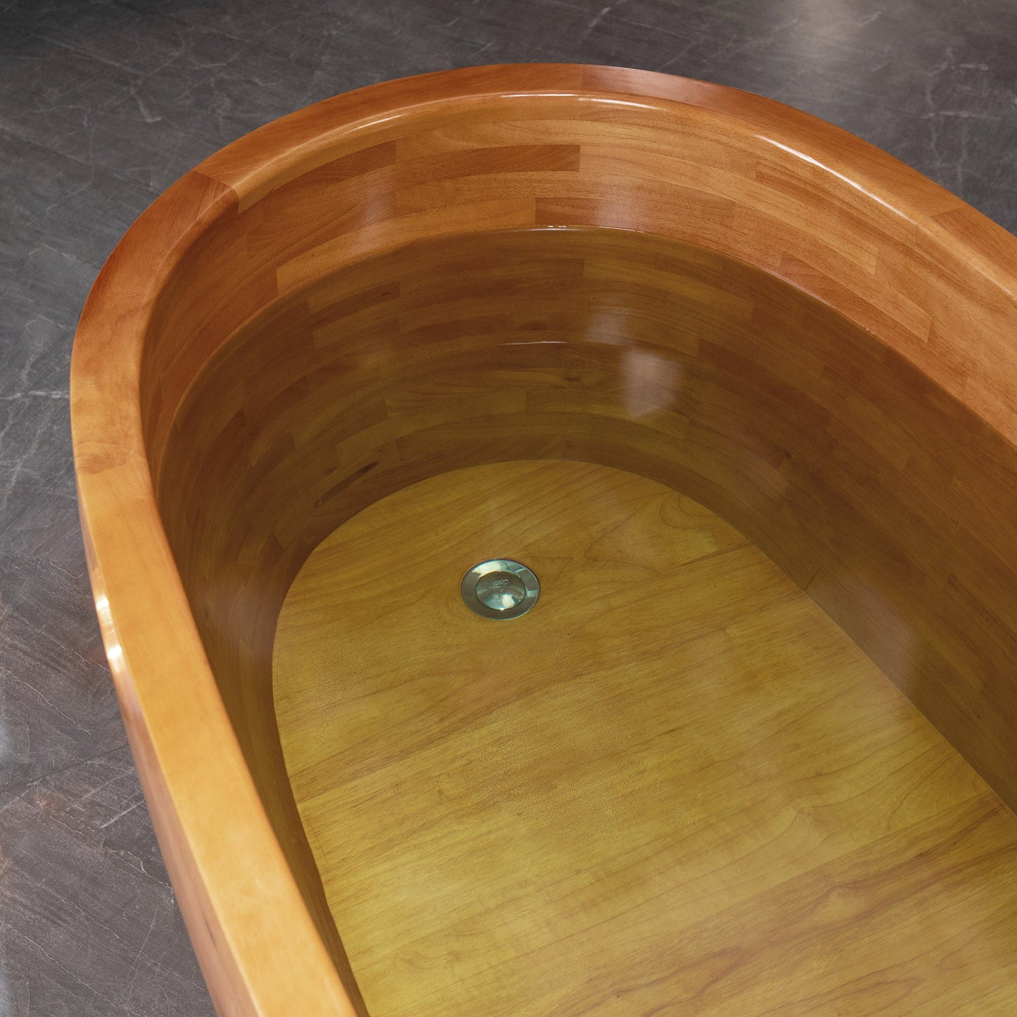 WOODBRIDGE 67" Freestanding Handcrafted Natural Wood Soaking Bathtub