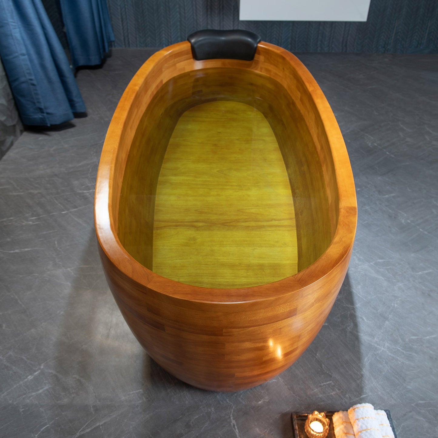 WOODBRIDGE 67" Freestanding Handcrafted Natural Wood Soaking Bathtub
