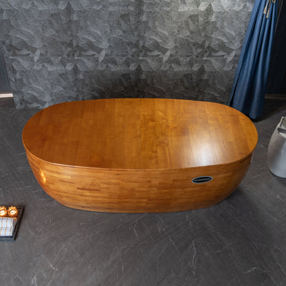 WOODBRIDGE 67" Freestanding Handcrafted Natural Wood Soaking Bathtub