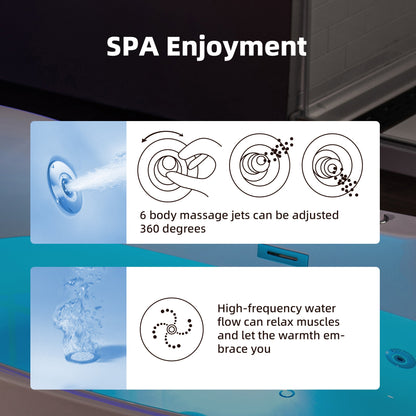 WOODBRIDGE 72" x 35-3/8" Whirlpool and Air Bath Heated Soaking Combination Tub with Adjustable Speed Air Blower, Tub Filler and Display Control Panel, White