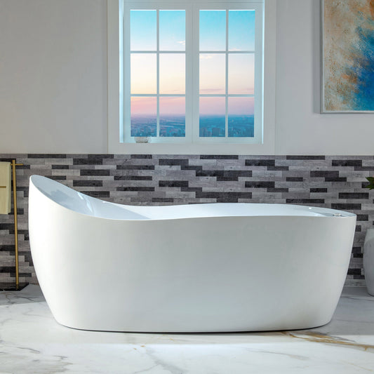 WOODBRIDGE 71" x 31-1/2" Whirlpool and Air Bath Heated Soaking Combination Tub with Adjustable Speed Air Blower and Display Control Panel