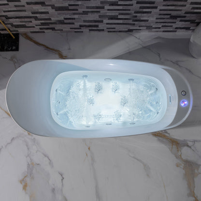 WOODBRIDGE 71" x 31-1/2" Whirlpool and Air Bath Heated Soaking Combination Tub with Adjustable Speed Air Blower and Display Control Panel