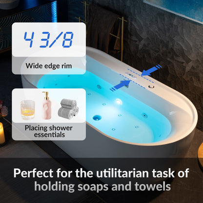 WOODBRIDGE 72" x 35-3/8" Whirlpool and Air Bath Heated Soaking Combination Tub