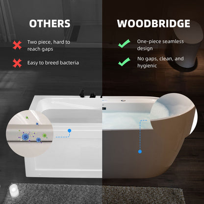 WOODBRIDGE 72" x 35-3/8" Whirlpool and Air Bath Heated Soaking Combination Tub