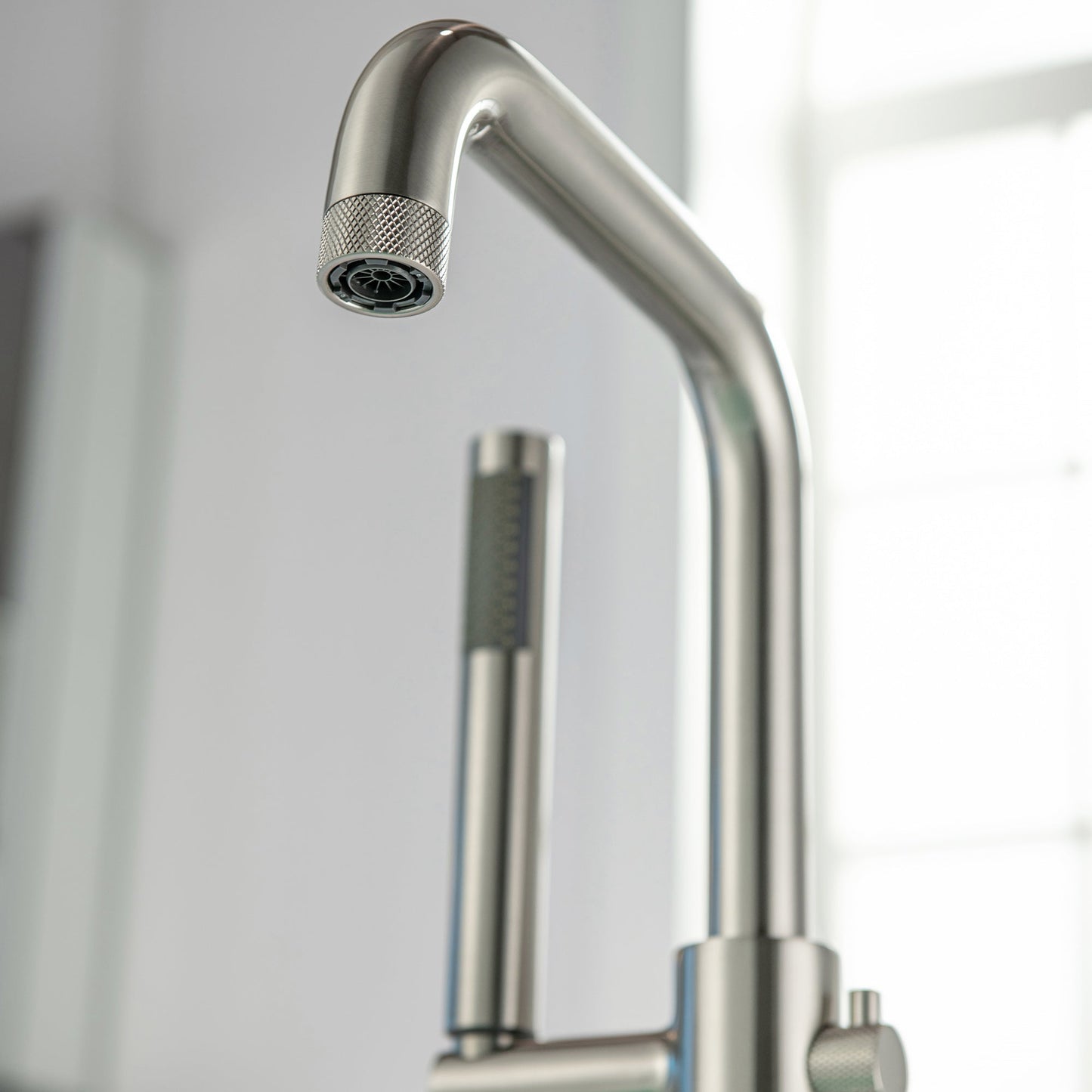 WOODBRIDGE F0070BNRD Contemporary Single Handle Floor Mount Freestanding Tub Filler Faucet with Cylinder Style Hand Shower