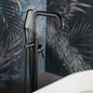 WOODBRIDGE F0070BNSQ Fusion Single Handle Floor Mount Freestanding Tub Filler Faucet with Square Shape Hand Shower