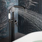 WOODBRIDGE F0070BNVT Fusion Single Handle Floor Mount Freestanding Tub Filler Faucet with Classic Telephone Style Hand Shower