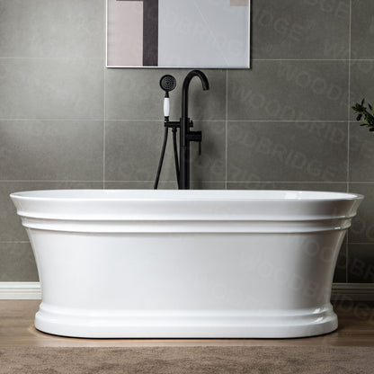 WOODBRIDGE WOODBRIDGEE F0001BNVT Contemporary Single Handle Floor Mount Freestanding Tub Filler Faucet with Hand shower