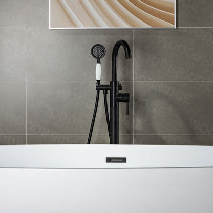 WOODBRIDGE WOODBRIDGEE F0001BNVT Contemporary Single Handle Floor Mount Freestanding Tub Filler Faucet with Hand shower