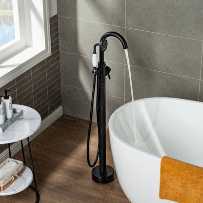 WOODBRIDGE WOODBRIDGEE F0001BNVT Contemporary Single Handle Floor Mount Freestanding Tub Filler Faucet with Hand shower