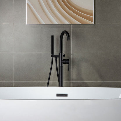 WOODBRIDGE F0001BNDR Contemporary Single Handle Floor Mount Freestanding Tub Filler Faucet with Hand shower