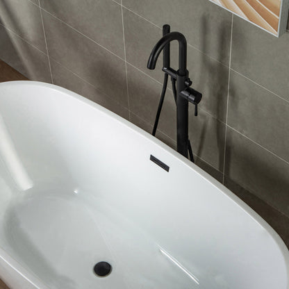 WOODBRIDGE F0001BNDR Contemporary Single Handle Floor Mount Freestanding Tub Filler Faucet with Hand shower