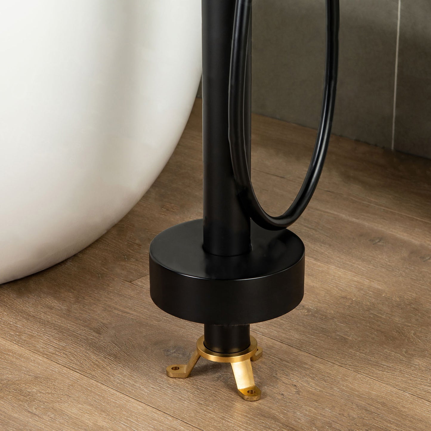 WOODBRIDGE F0001BNDR Contemporary Single Handle Floor Mount Freestanding Tub Filler Faucet with Hand shower