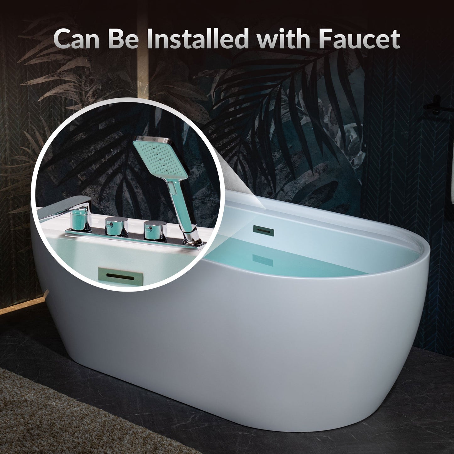WOODBRIDGE 67" Acrylic Freestanding Bathtub Contemporary Soaking White Tub
