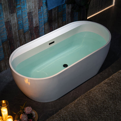 WOODBRIDGE 67" Acrylic Freestanding Bathtub Contemporary Soaking White Tub