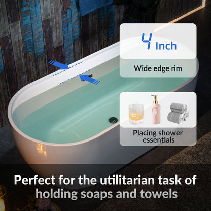 WOODBRIDGE 67" Acrylic Freestanding Bathtub Contemporary Soaking White Tub