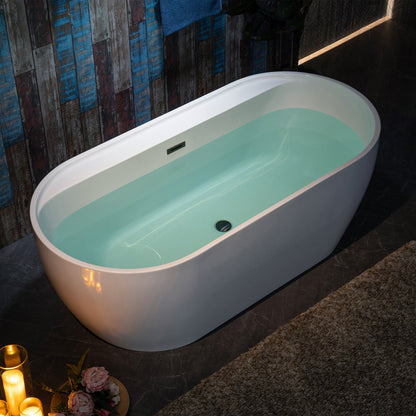 WOODBRIDGE 67" Acrylic Freestanding Bathtub Contemporary Soaking White Tub