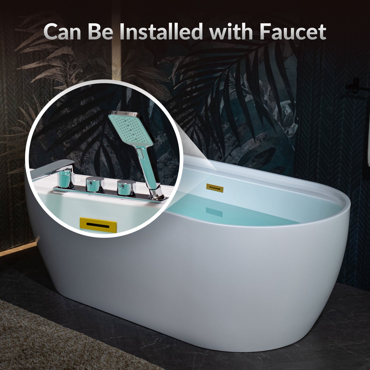 WOODBRIDGE 67" Acrylic Freestanding Bathtub Contemporary Soaking White Tub