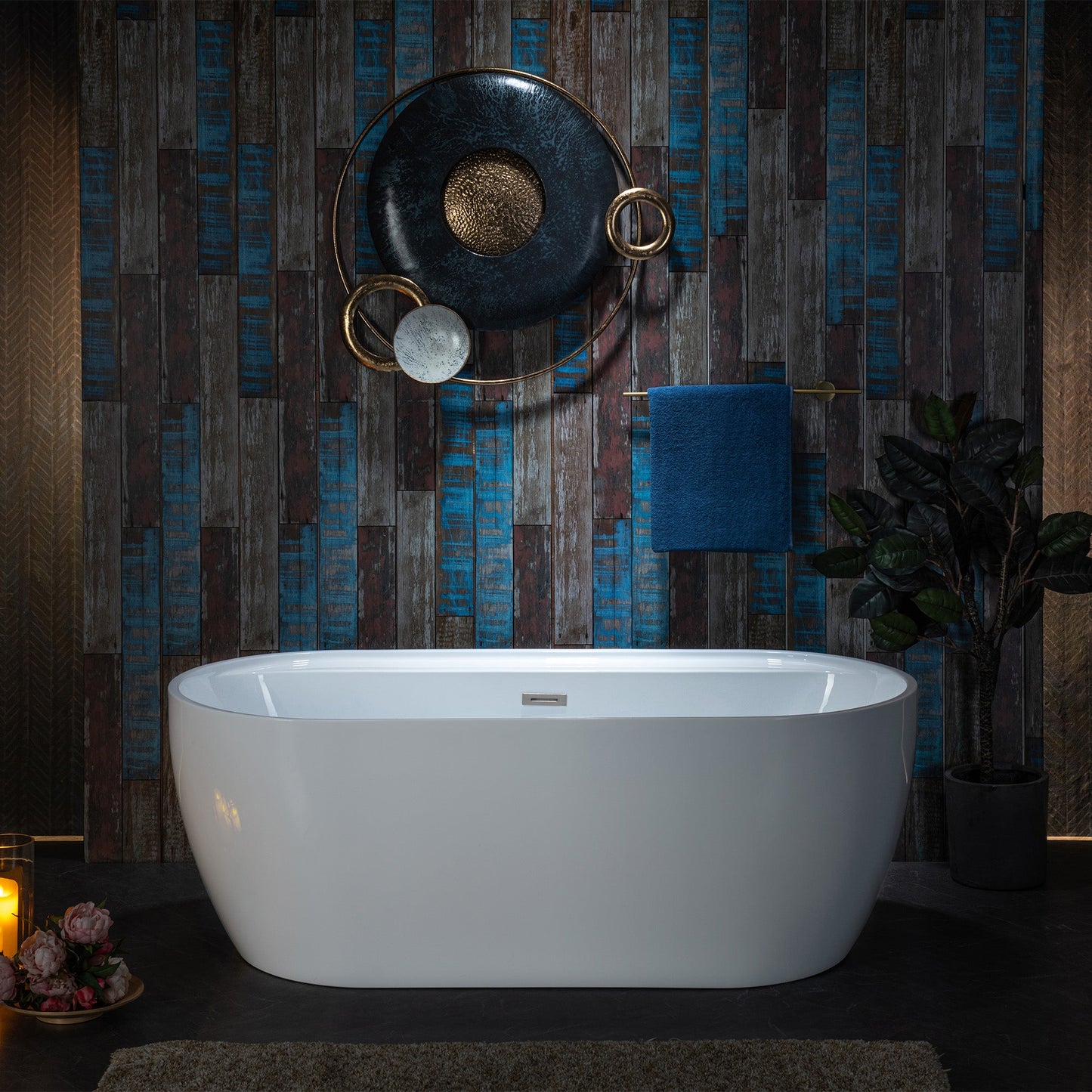 WOODBRIDGE 67" Acrylic Freestanding Bathtub Contemporary Soaking White Tub