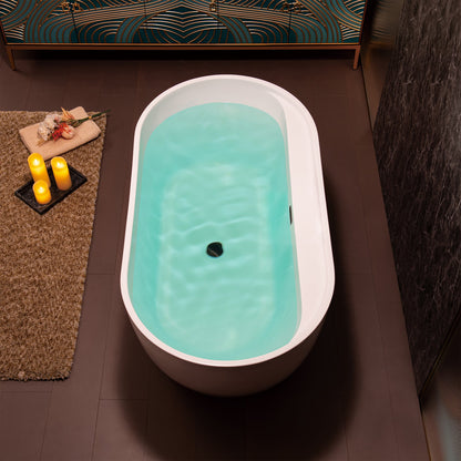 WOODBRIDGE 59" Acrylic Freestanding Bathtub Contemporary Soaking White Tub