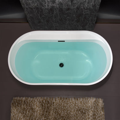 WOODBRIDGE 59" Acrylic Freestanding Bathtub Contemporary Soaking White Tub