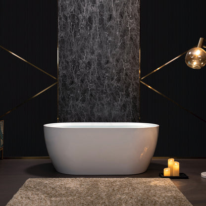 WOODBRIDGE 59" Acrylic Freestanding Bathtub Contemporary Soaking White Tub