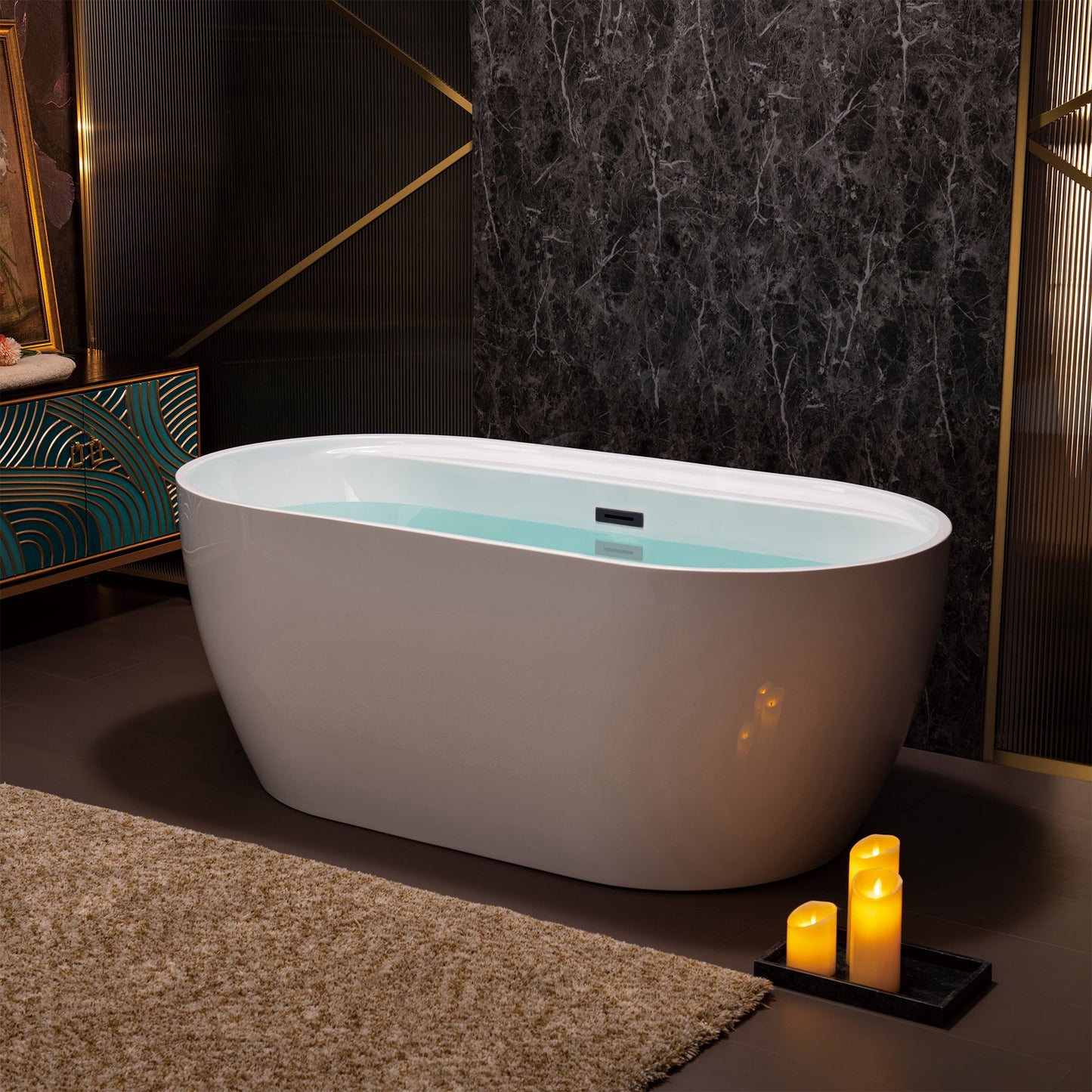 WOODBRIDGE 59" Acrylic Freestanding Bathtub Contemporary Soaking White Tub