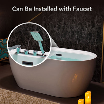 WOODBRIDGE 59" Acrylic Freestanding Bathtub Contemporary Soaking White Tub