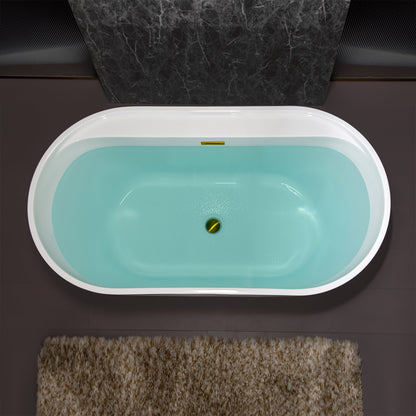 WOODBRIDGE 59" Acrylic Freestanding Bathtub Contemporary Soaking White Tub