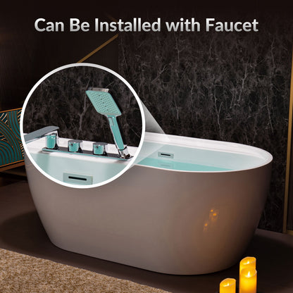 WOODBRIDGE 59" Acrylic Freestanding Bathtub Contemporary Soaking White Tub