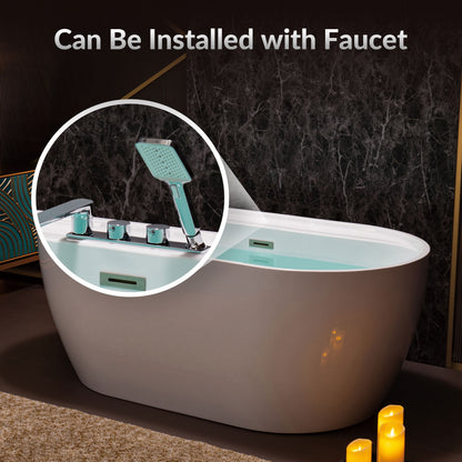 WOODBRIDGE 59" Acrylic Freestanding Bathtub Contemporary Soaking White Tub