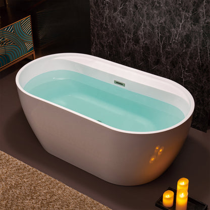 WOODBRIDGE 59" Acrylic Freestanding Bathtub Contemporary Soaking White Tub