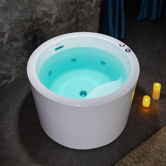 WOODBRIDGE 41" Acrylic Freestanding Round Contemporary Whirlpool Heated Jetted Tub