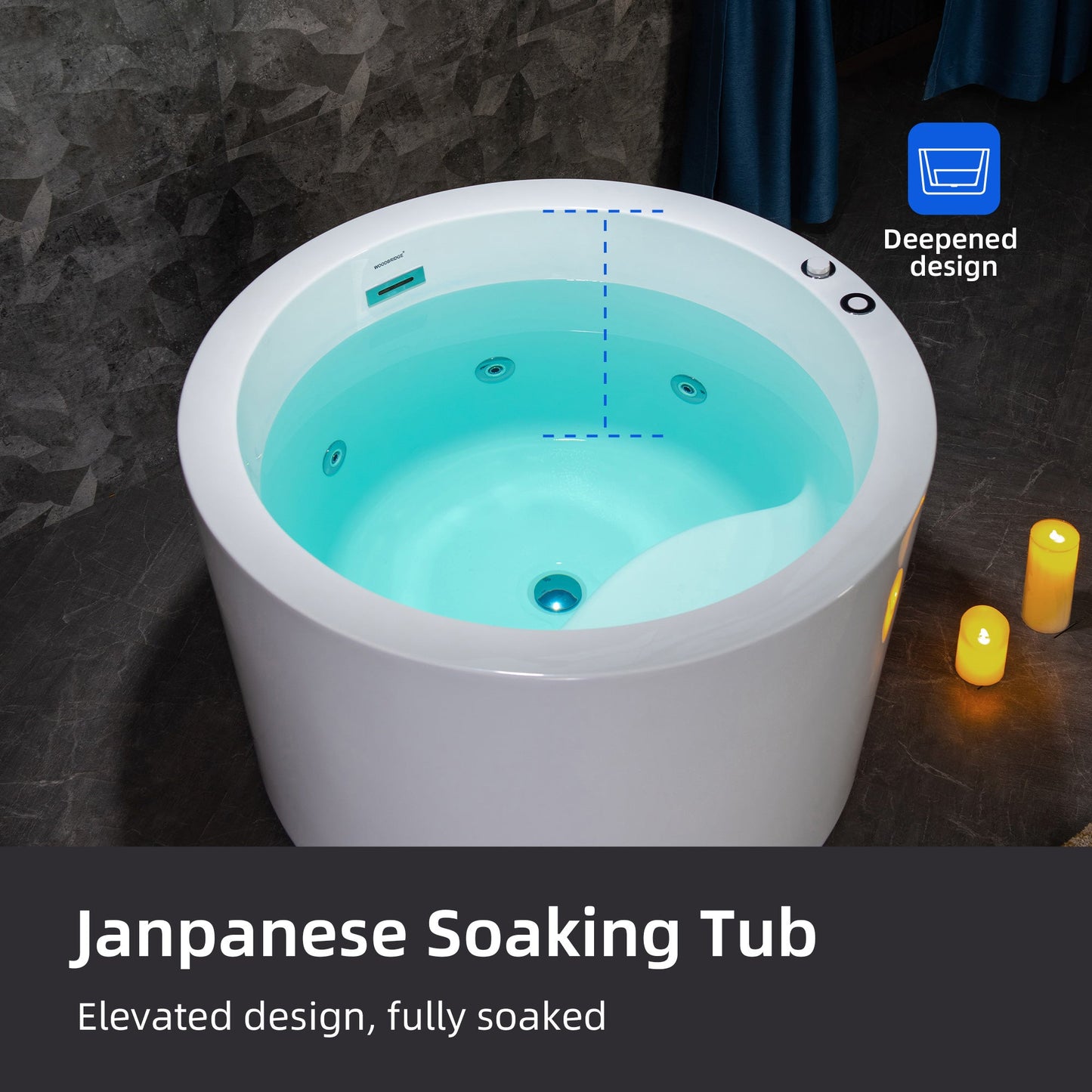 WOODBRIDGE 41" Acrylic Freestanding Round Contemporary Whirlpool Heated Jetted Tub
