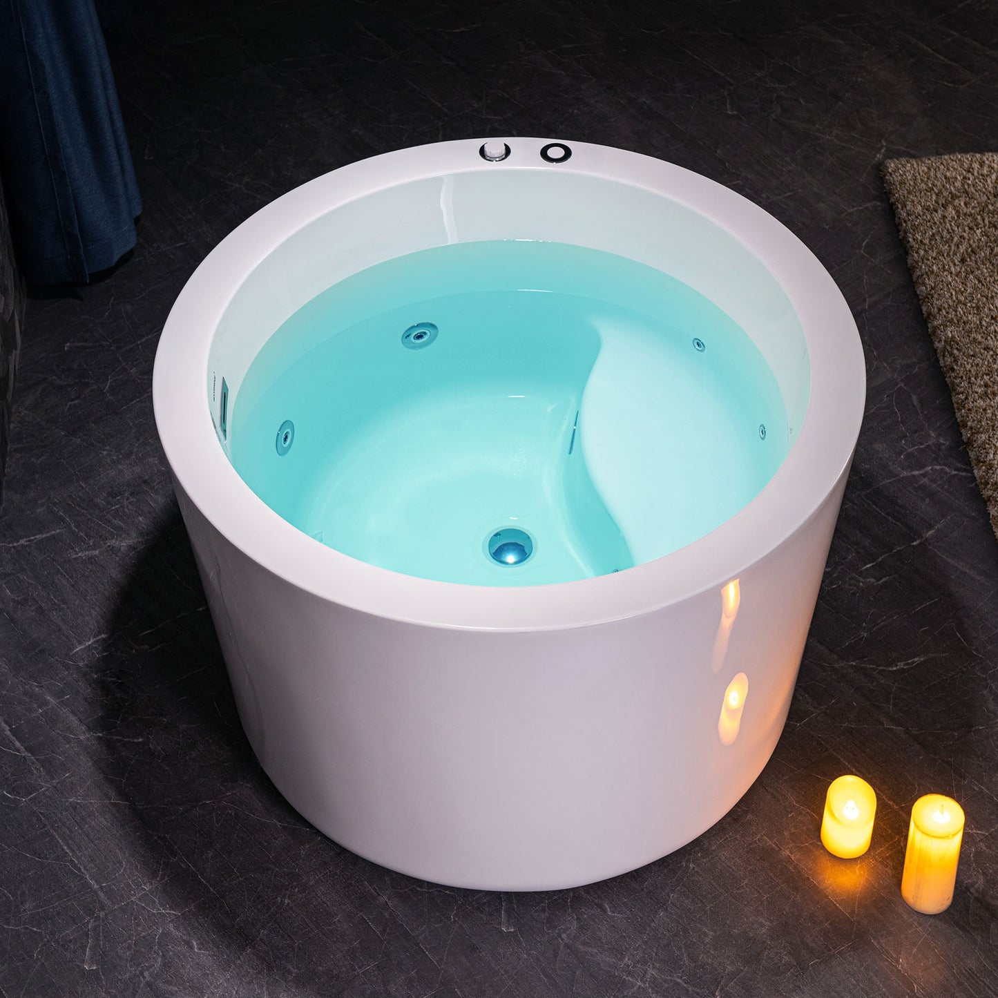 WOODBRIDGE 41" Acrylic Freestanding Round Contemporary Whirlpool Heated Jetted Tub