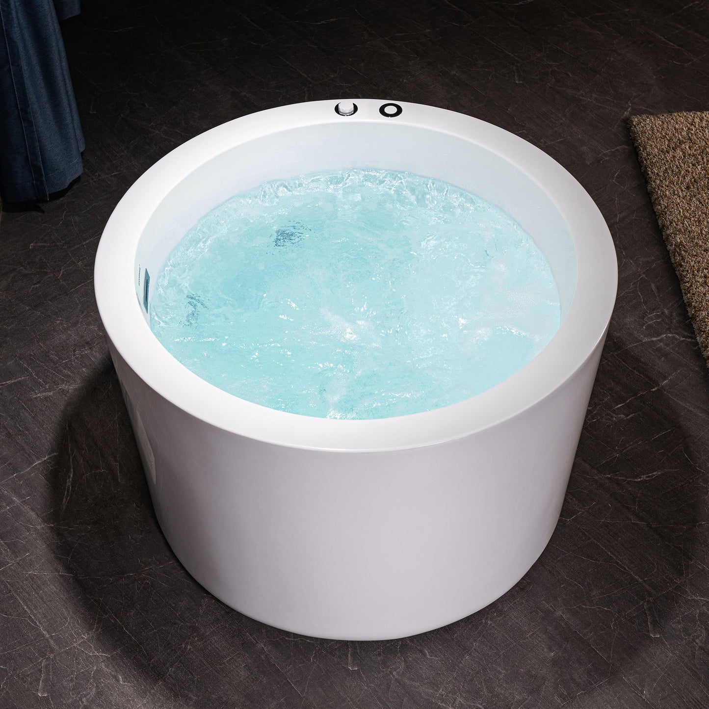 WOODBRIDGE 41" Acrylic Freestanding Round Contemporary Whirlpool Heated Jetted Tub