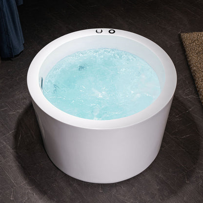 WOODBRIDGE 41" Acrylic Freestanding Round Contemporary Whirlpool Heated Jetted Tub