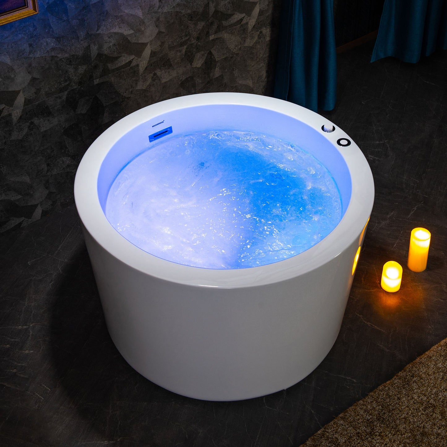 WOODBRIDGE 41" Acrylic Freestanding Round Contemporary Whirlpool Heated Jetted Tub
