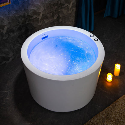 WOODBRIDGE 41" Acrylic Freestanding Round Contemporary Whirlpool Heated Jetted Tub