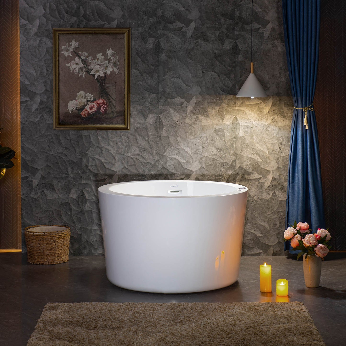 WOODBRIDGE 41" Acrylic Freestanding Round Contemporary Whirlpool Heated Jetted Tub