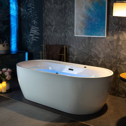 WOODBRIDGE 72" x 35-3/8" Whirlpool and Air Bath Heated Soaking Combination Tub