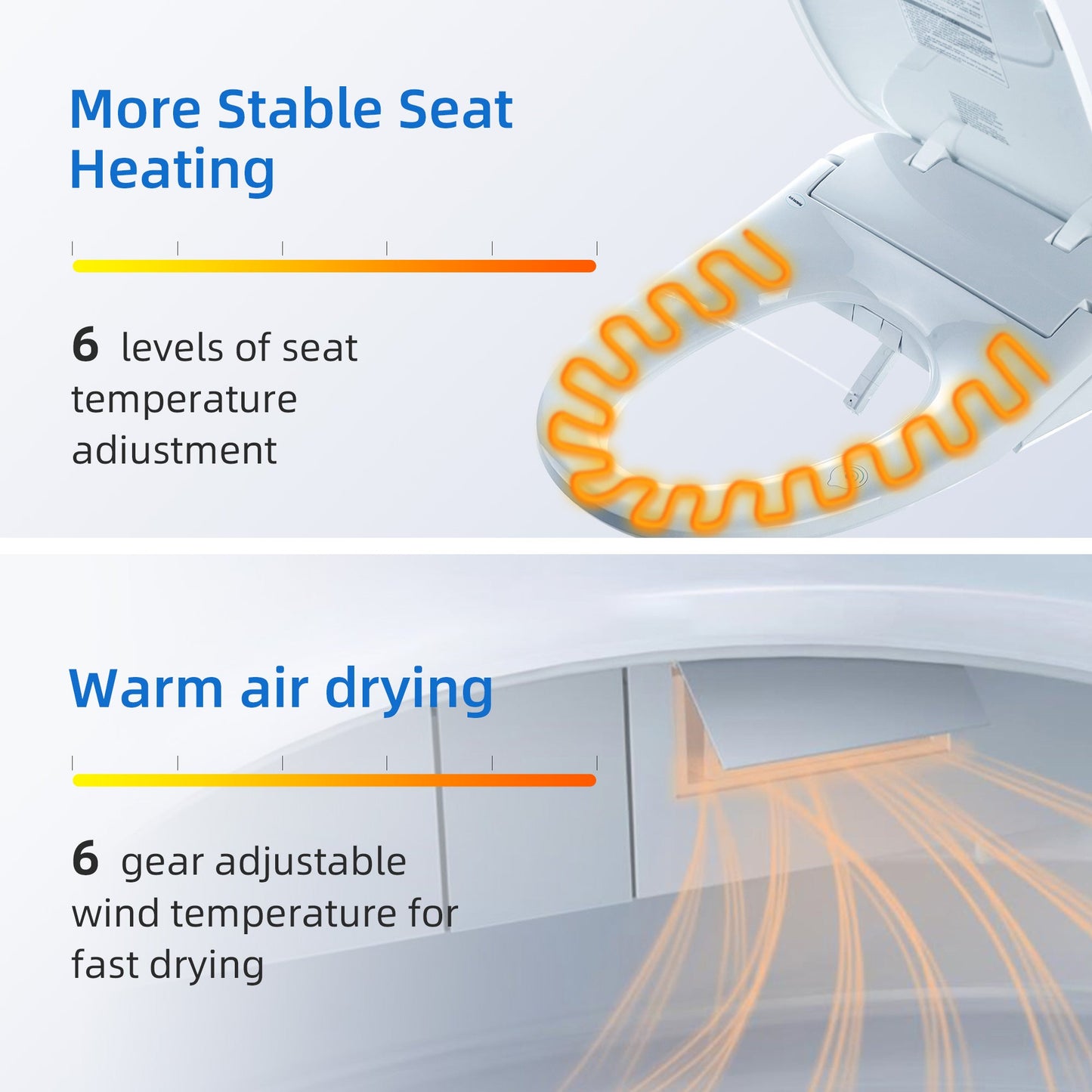 WOODBRIDGE Electronic Bidet Seat with Automatic open and close lid, Child Wash, Elongated Soft Close