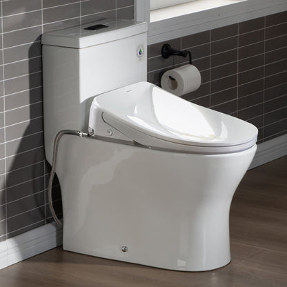 WOODBRIDGE Elongated 1-Piece Toilet with Advanced Auto Open & Close Bidet Smart Toilet Seat, Child Wash, 1000 Gram MaP Flushing Score, 1.28 GPF Dual, Water Sensed