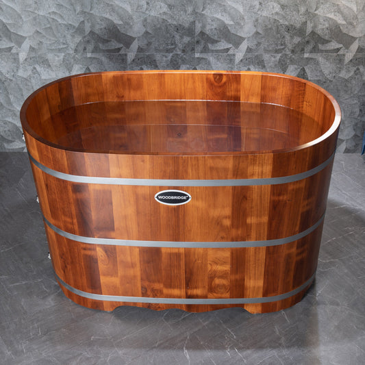 WOODBRIDGE 43" Freestanding Handcrafted Natural Wood Soaking Bathtub