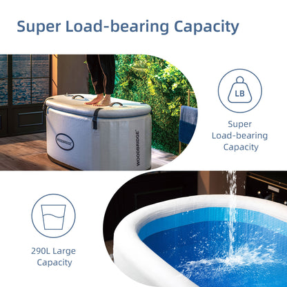 WOODBRIDGE Inflatable Cold Plunge Tub with 1.3 HP High-Performance Cooling and Heating Chiller in Gray,Filter circulation system, PVC Insulated Lid, Hand Pump and Repair Kit Included, Anti-Slid Bottom