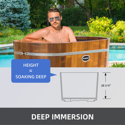 WOODBRIDGE 43" Freestanding Handcrafted Natural Wood Soaking Bathtub