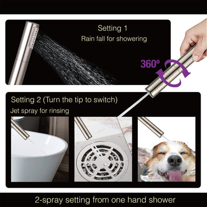 WOODBRIDGE F0023BNDR Contemporary Single Handle Floor Mount Freestanding Tub Filler Faucet with 2 Function Cylinder Style Hand Shower