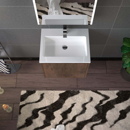 WOODBRIDGE 23-5/8 in. W x 18-7/8 in. D Bathroom Vanity in Rose Wood with Resin Composite Vanity Top in Glossy White, with Stainless Steel Frame