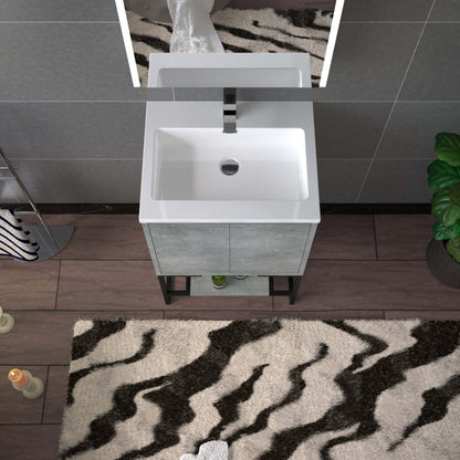 WOODBRIDGE 24 in. W x 19 in. D Bathroom Vanity in Gray with Resin Composite Vanity Top in Glossy White, with Stainless Steel Frame